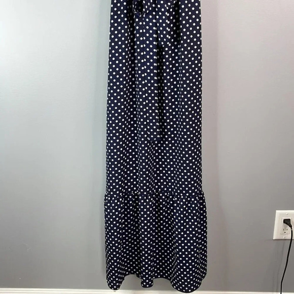 ORANGE CREEK / Pinkblush NWT Maternity Post Bump Dress Navy Polka Dot Tier S - Picture 5 of 11